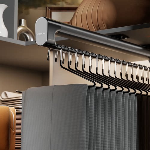 卡贝伸缩滑轨衣柜抽拉式顶装五金