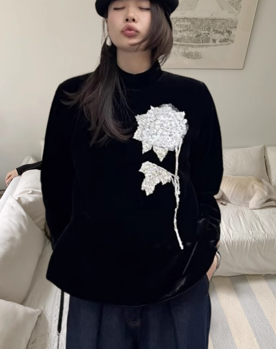 洋气新店 东方新贵系列/蚕丝绒棉服洋装 手工钉珠偏襟儿新式唐装