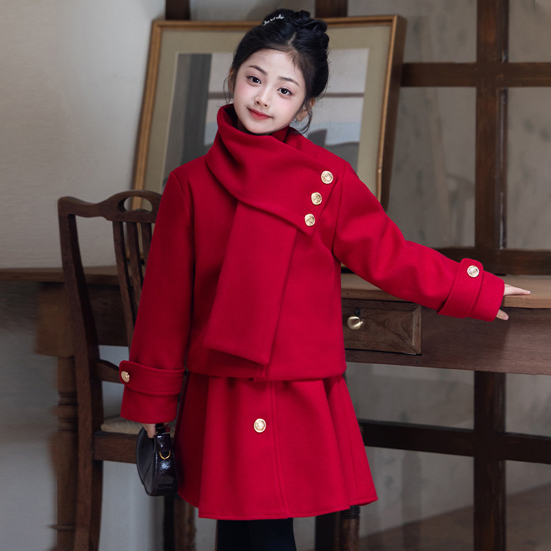 儿童红色公主连衣裙女童背心裙夹棉加厚毛呢外套长袖套装秋冬裙子,童装/婴儿装/亲子装,连衣裙,淘宝优惠券,粉丝福利购,淘宝优惠卷