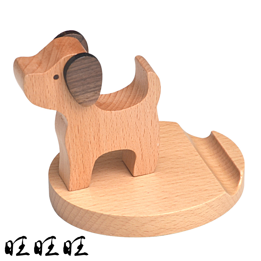 小马刻字木质苹果底座手机支架