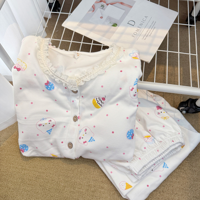 可爱kt猫睡衣女德绒带胸垫套装