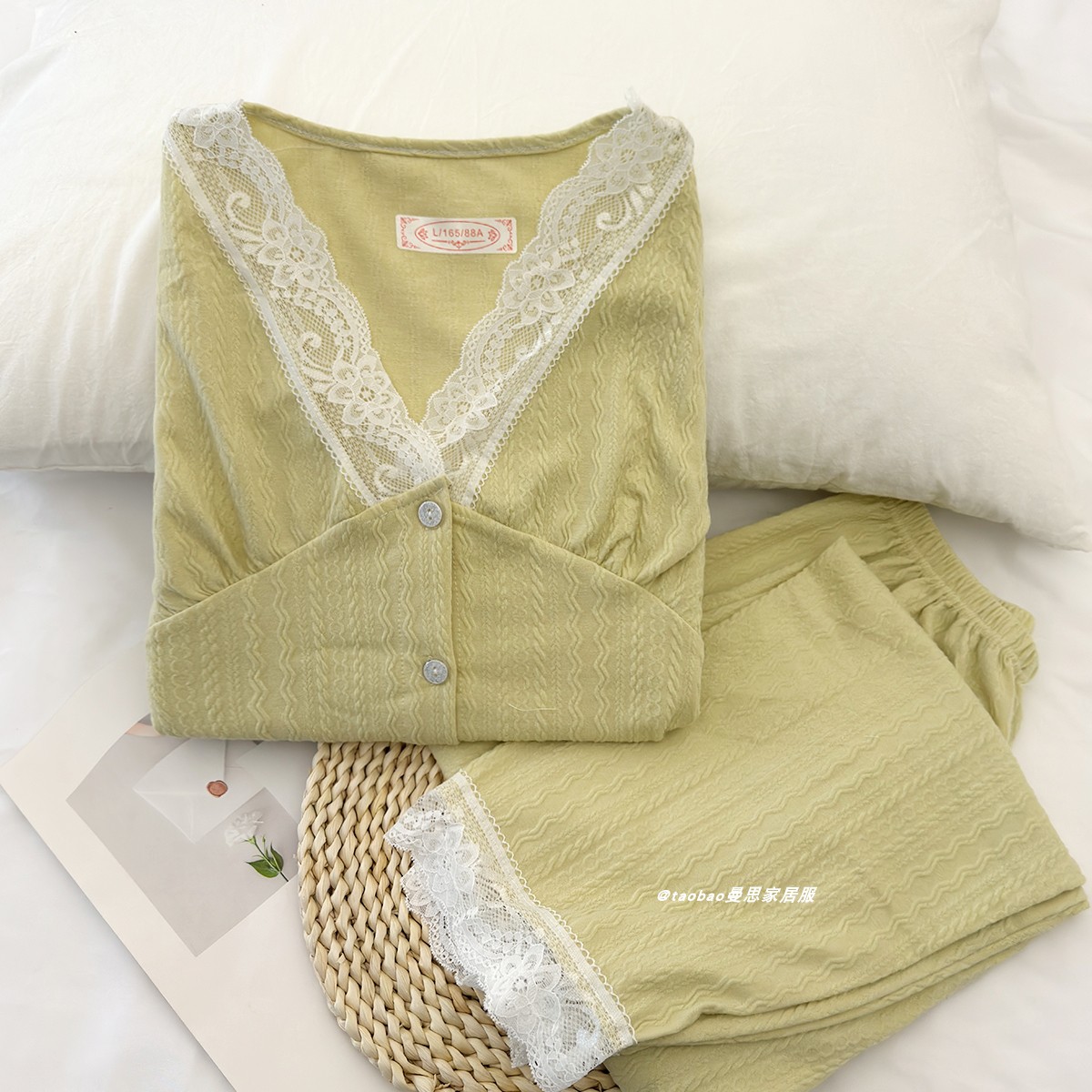 宽松大码睡衣女春秋季长袖套装