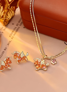 网红水晶独角兽项链百搭仙女风