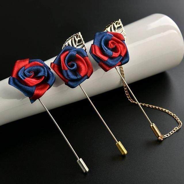 欧美时尚饰品玫瑰花高档布艺胸针胸花男士西装衬衫婚礼新郎伴别针