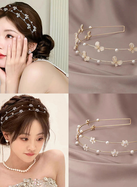森系女气质双层宽边蝴蝶发箍