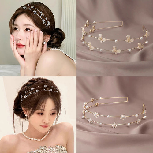 森系女气质双层宽边蝴蝶发箍