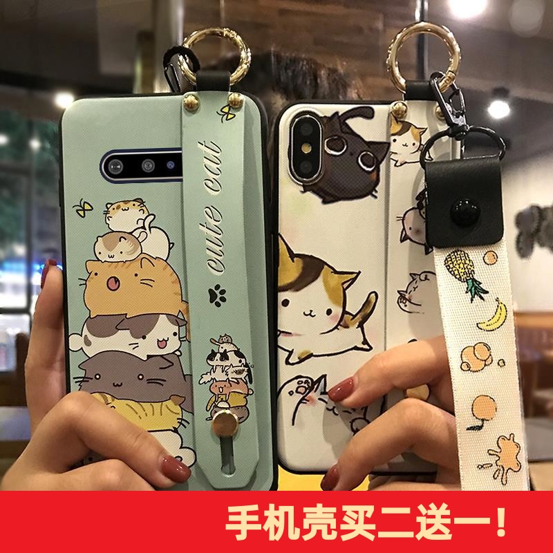 适用LG V60腕带手机壳V60 ThinQ 5G创意支架网红同款卡通挂绳TPU