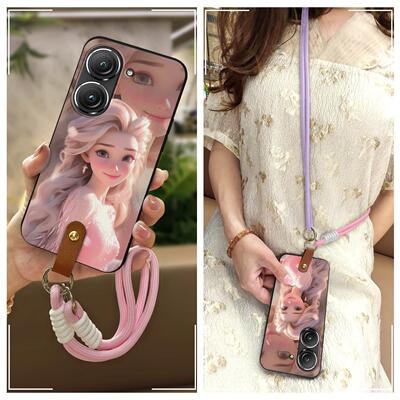 适用华硕Zenfone9/Zenfone10手机壳全包边挂绳散热女款Q版青春挂脖软壳腕带硅胶创意手提卡通斜跨情侣数码
