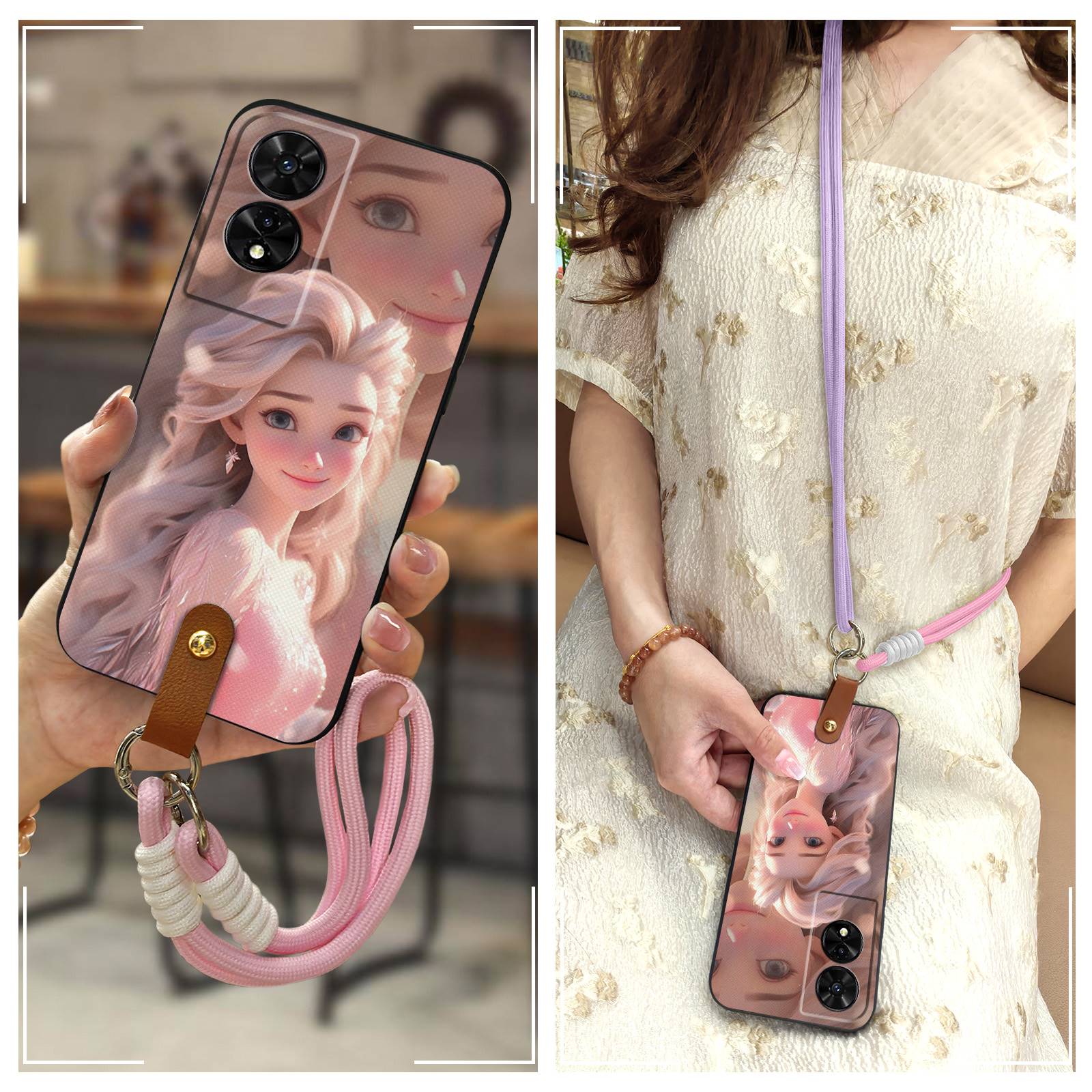 适用TCL 505/T509K/T5094手机壳新款软壳散热腕带Q版青春情侣