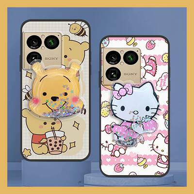 适用索尼Xperia1 VIII/Xperia1 8代手机壳趣味软壳简约旋转支架液态奢华男女款新款纯色个性卡通动漫创意流沙