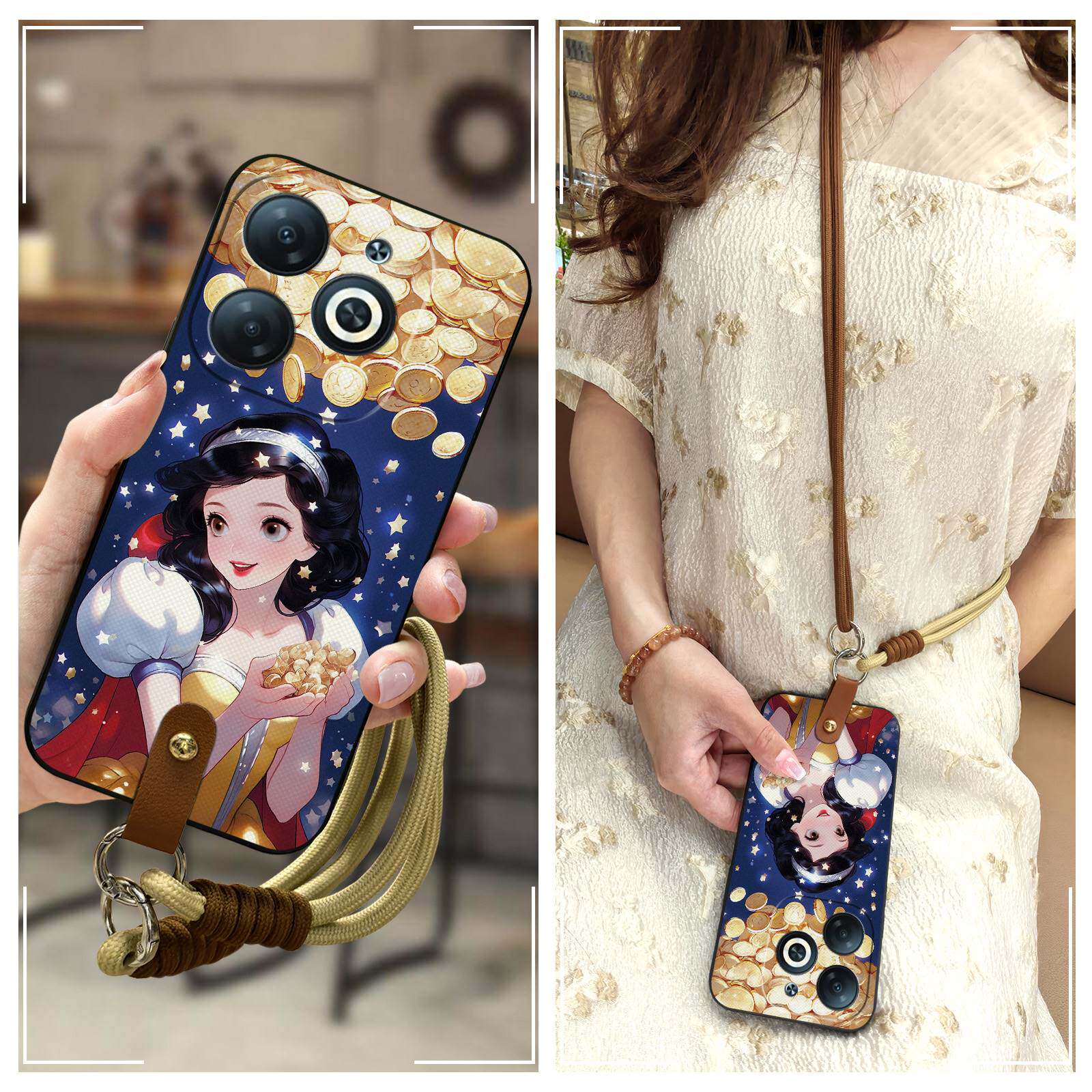 适用Itel P55 4G/P55T/P55 NFC手机壳挂绳可爱卡通双色青春简约