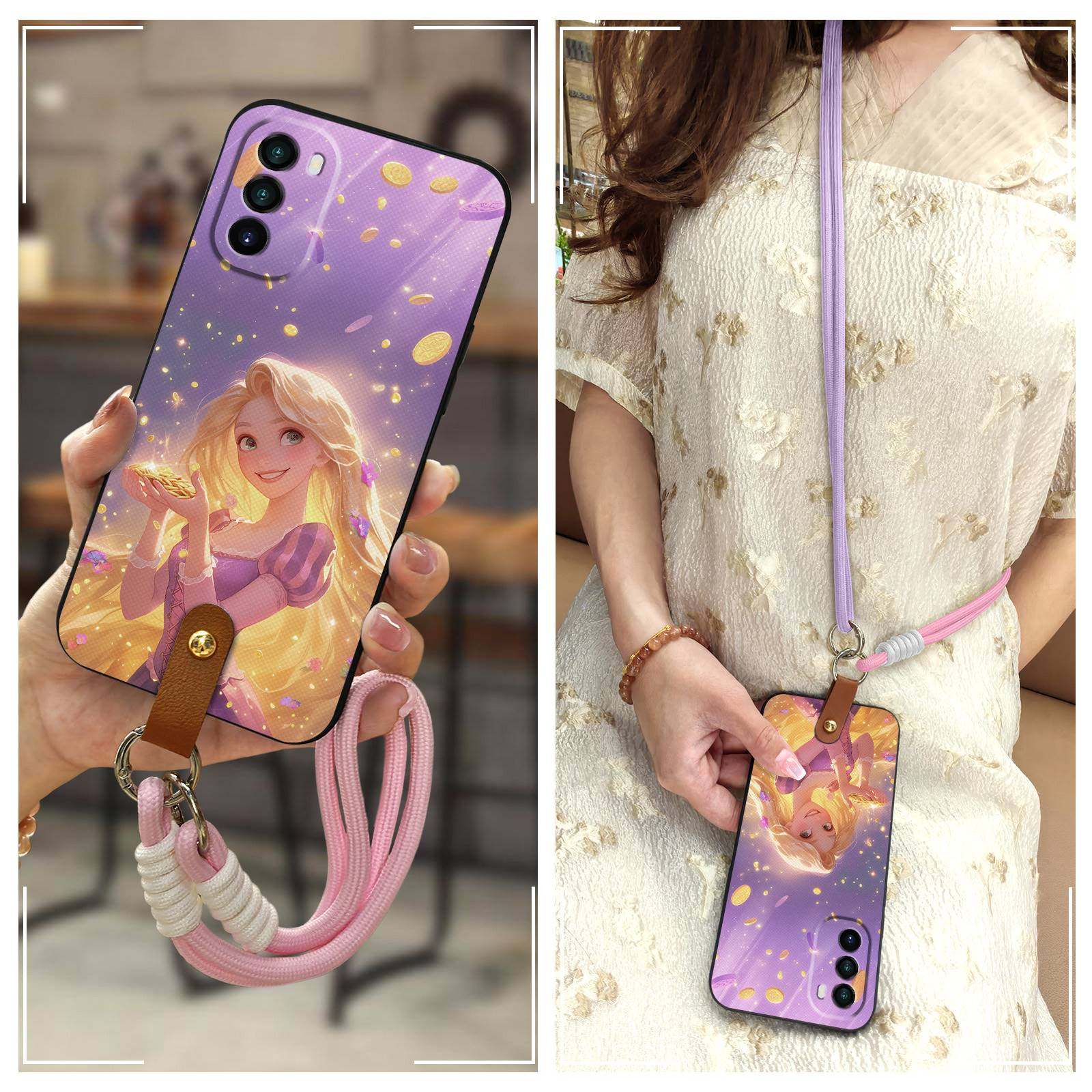 适用MOTO G52/G82手机壳新款挂脖腕带Q版散热潮流防尘青