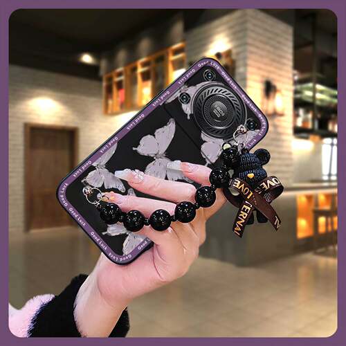 适用欧奇C60/Oukitel C60 Pro手机壳质感简约散热奢华小熊手链高档卡通新款软壳防尘创意青春情侣黑珍珠挂饰