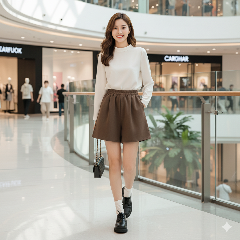 大码女装秋冬毛呢阔腿短裤