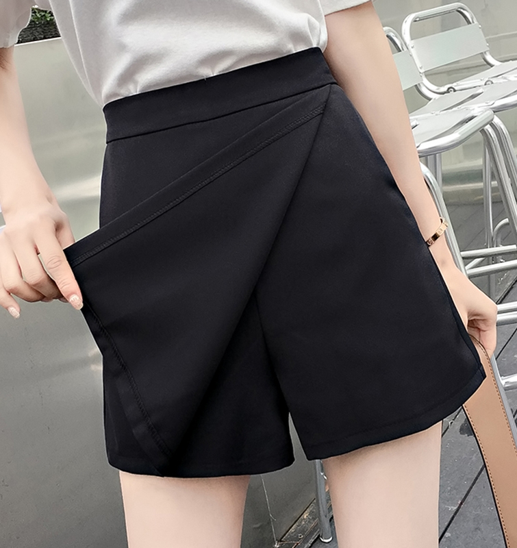 气质纯色防走光高腰A字短裙裤女2025学生休闲简约宽松阔腿短裤裙
