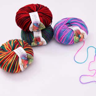段染中粗腈纶毛线团手工编织diy勾针拖鞋打棉鞋渐变色宝宝晴纶线