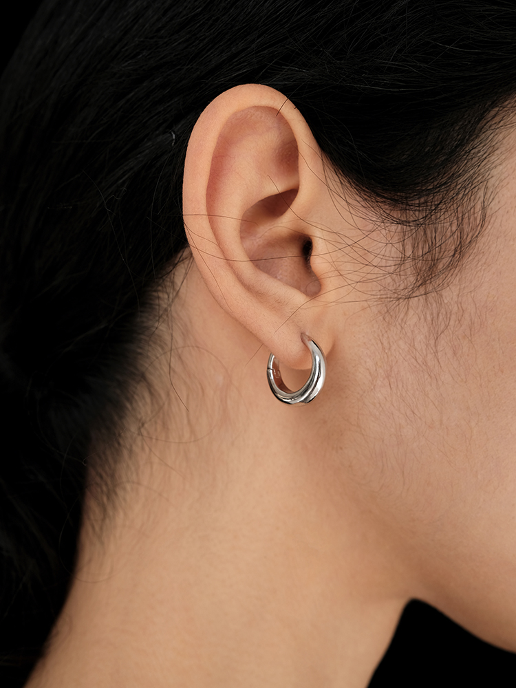 【CnHnOn脂肪商店】原创高保色s925银实心质感简约胖肚耳圈耳钉