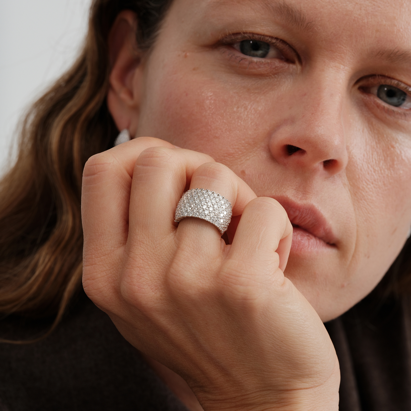 【CnHnOn脂肪商店】s925纯银87粒莫桑钻密镶满钻珠宝质感简约戒指