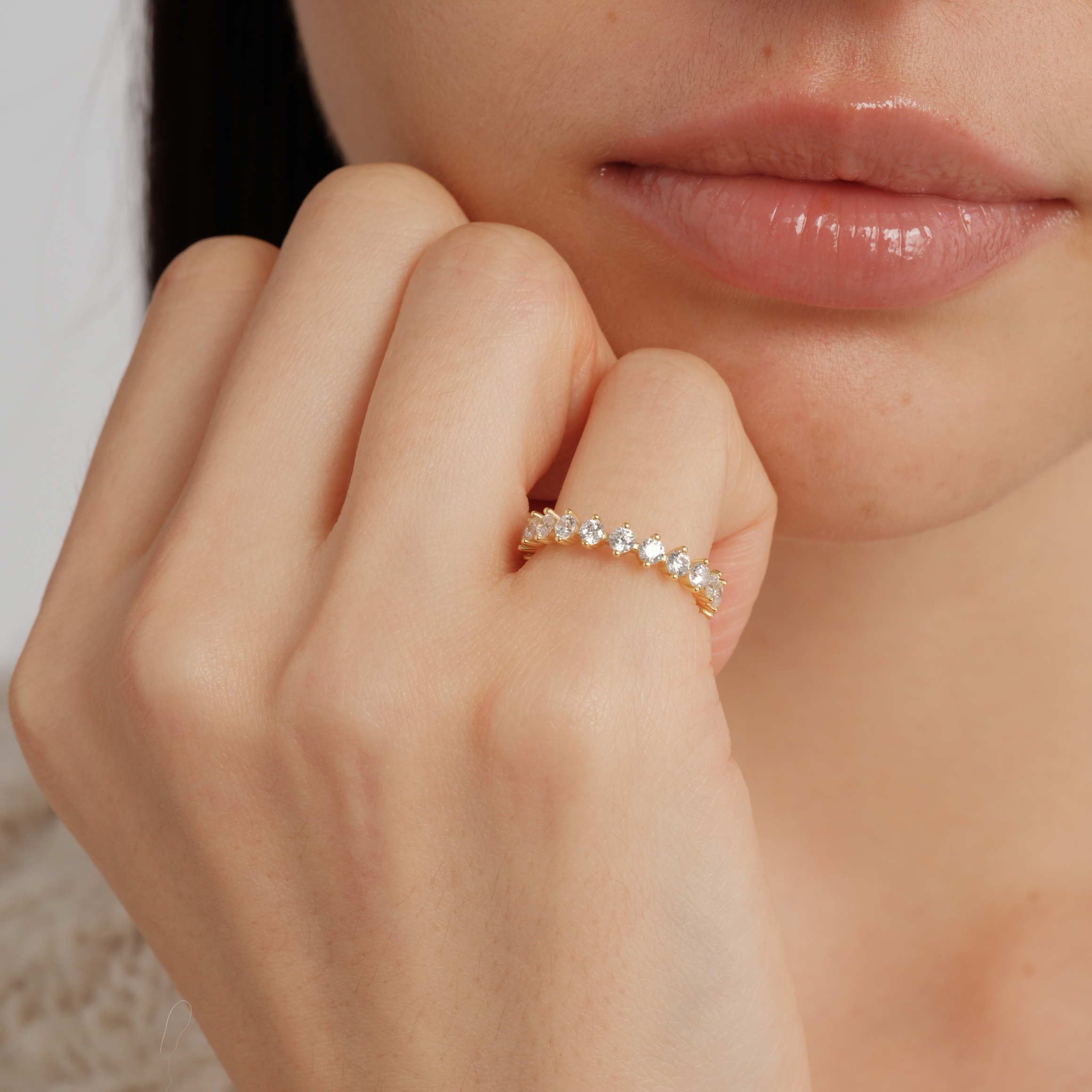 【CnHnOn脂肪商店】简约质感法式浪漫锆石镶钻珠边精美小众戒指