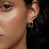 欧美高保色时髦简约三圈镂空个性 CnHnOn脂肪商店 耳钉耳环