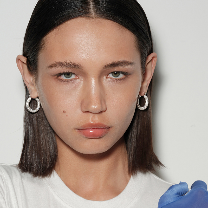 【CnHnOn脂肪商店】满钻锆石满天星闪欧美镶钻百搭质感耳圈耳环