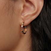 耳圈耳环 菱形彩色锆石镶嵌细款 CnHnOn脂肪商店 小众复古法式