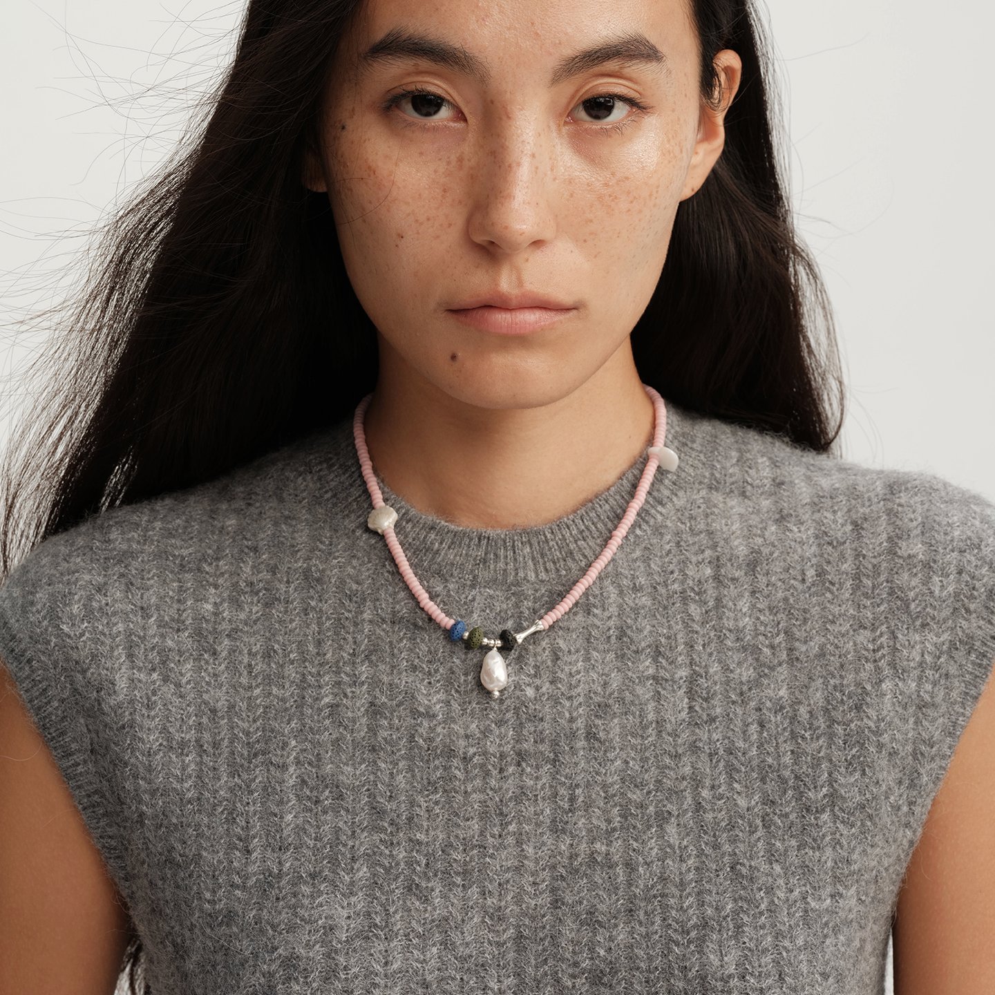 【CnHnOn脂肪商店】s925纯银天然珍珠嫩粉欧泊贝壳串珠小众项链