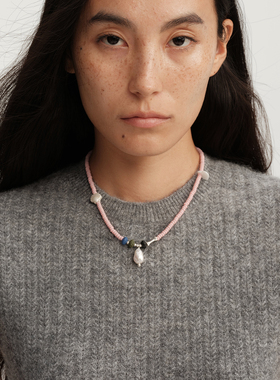 【CnHnOn脂肪商店】s925纯银天然珍珠嫩粉欧泊贝壳串珠小众项链