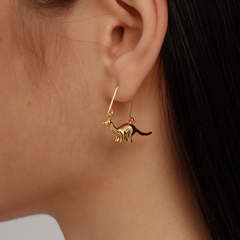 【CnHnOn脂肪商店】个性小恐龙吊坠设计小众时髦质感实心光面耳环