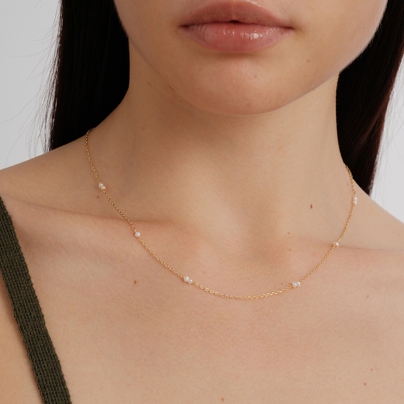 【CnHnOn脂肪商店】s925纯银极细迷你天然珍珠法式日系项链/手链