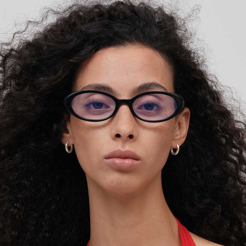 【CnHnOn脂肪商店】时髦千禧y2k复古欧美椭圆时髦黑框平光眼镜
