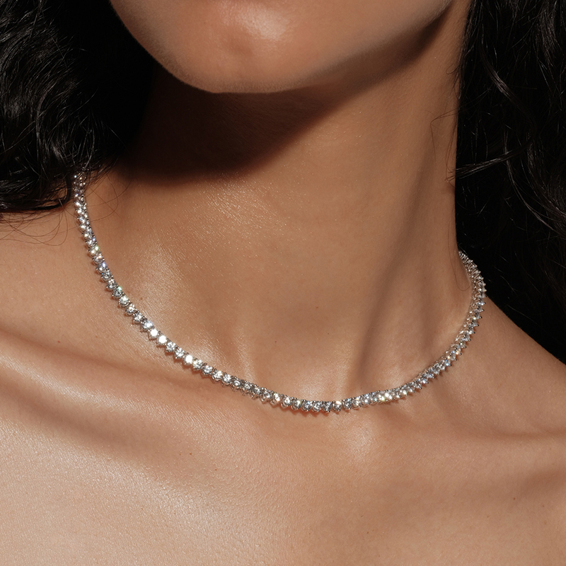 【CnHnOn脂肪商店】s925纯银高碳钻三爪镶嵌轻奢tennis全钻项链