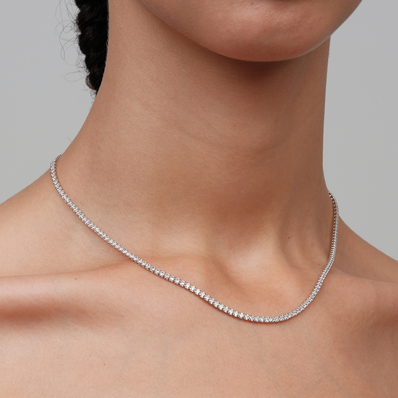 【CnHnOn脂肪商店】s925纯银2mm活彩锆石高级欧美镶钻锁骨项链