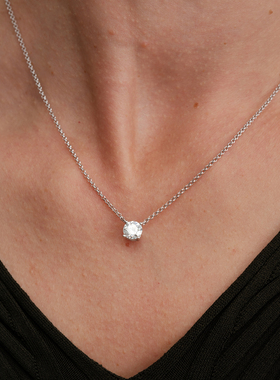 【CnHnOn脂肪商店】s925纯银莫桑钻简约经典rolo链优雅锁骨项链