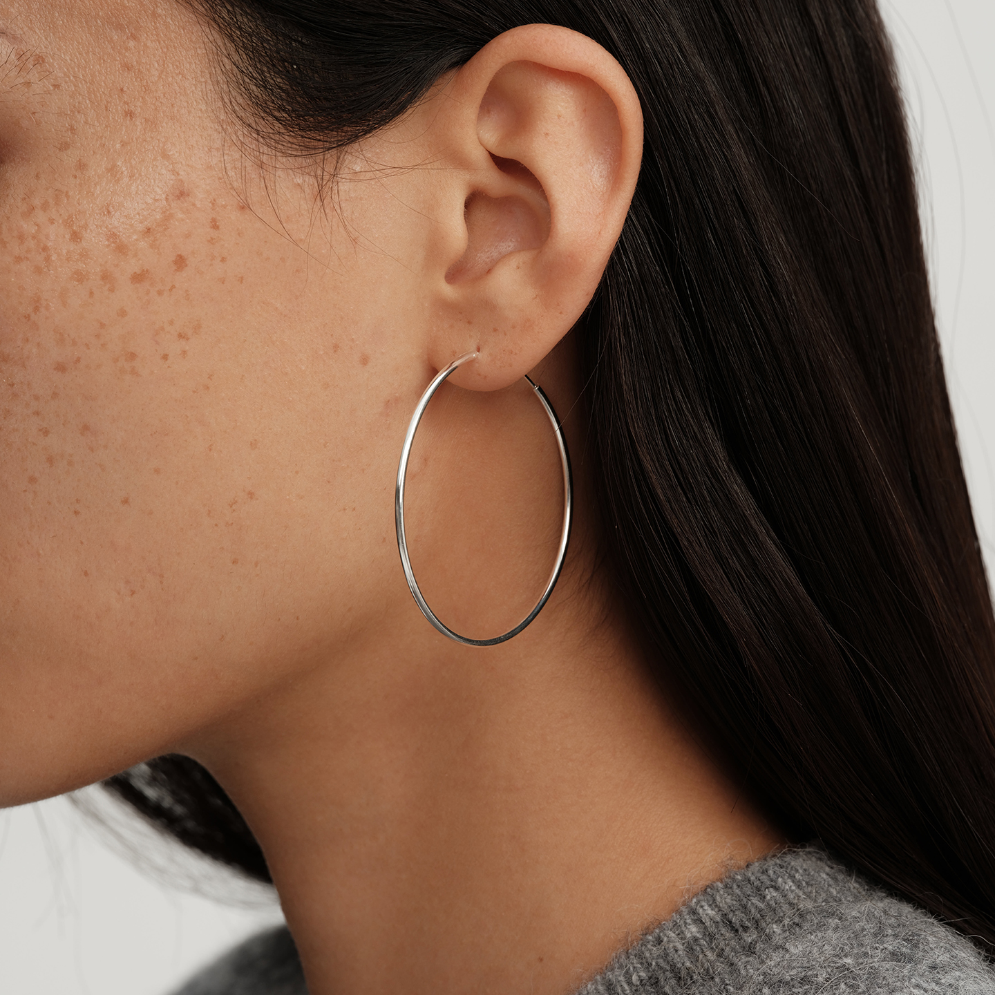 【CnHnOn脂肪商店】通体s925纯银细款空心简约百搭经典多尺寸耳环