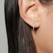 s925纯银莫桑钻迷你细圈排钻简约高级耳圈 CnHnOn脂肪商店