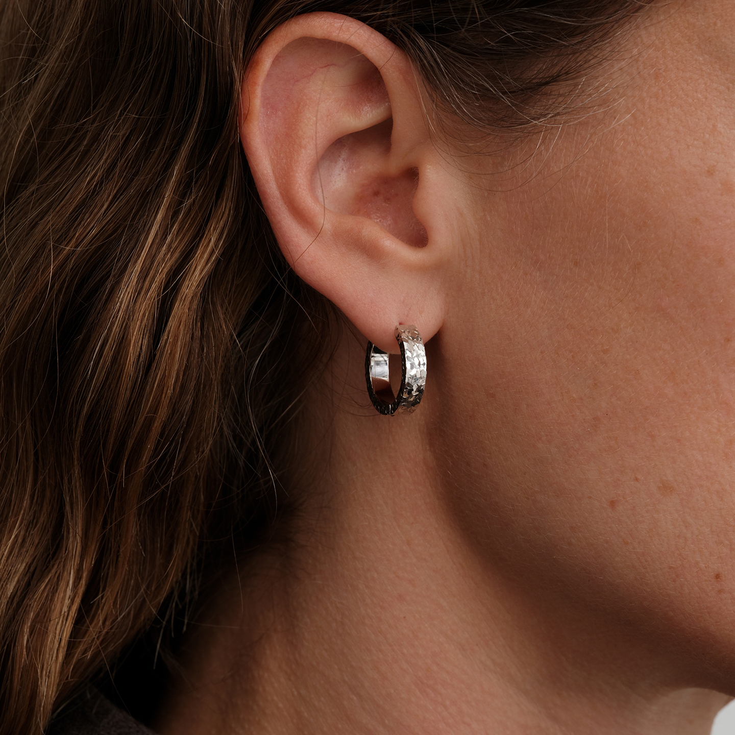 【CnHnOn脂肪商店】s925纯银实心厚质感亮片手工肌理波光粼粼耳环