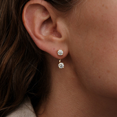 CnHnOn脂肪商店 s925纯银2ct莫桑钻空气悬浮感双钻耳钉耳环