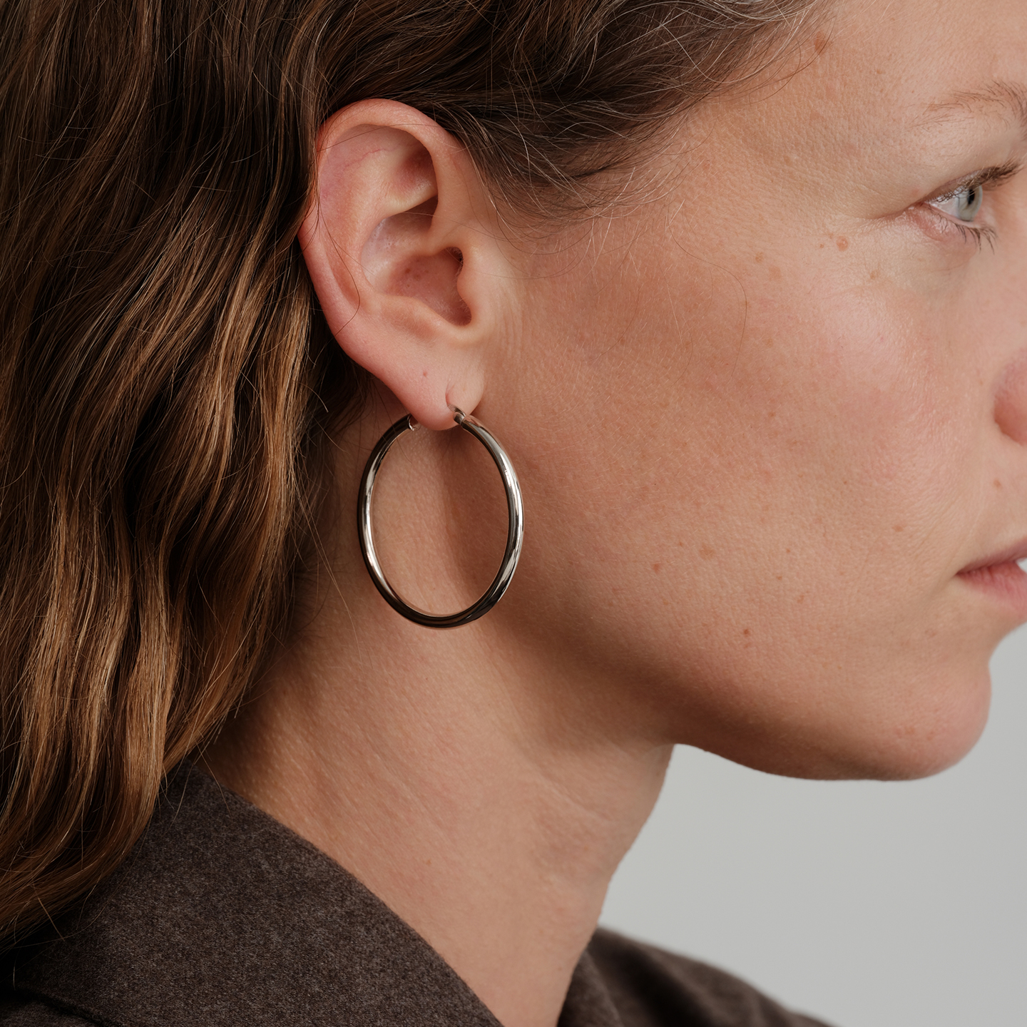 【CnHnOn脂肪商店】通体s925纯银简约经典百搭空心耳圈时髦耳环