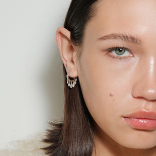 【CnHnOn脂肪商店】通体s925纯银圆点银片闪流苏Disco耳圈耳环