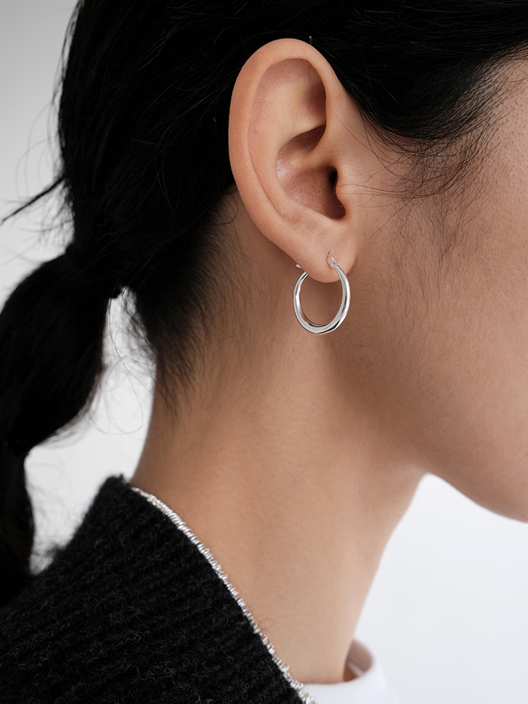 【CnHnOn脂肪商店】通体s925纯银简约百搭日常圆环胖肚耳圈耳环