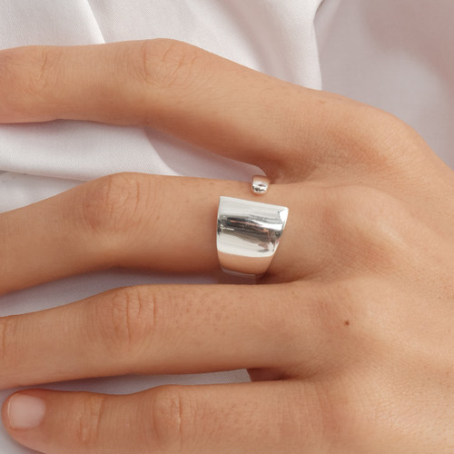 【CnHnOn脂肪商店】s925纯银简约建筑感渐变厚银高级质感百搭戒指