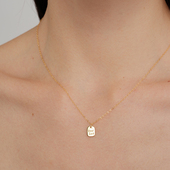 CnHnOn脂肪商店 s925纯银GoodLuck守护幸运金牌刻字锁骨项链