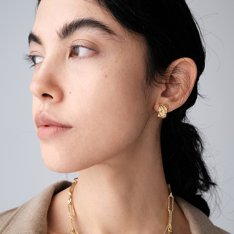 熔岩纹理闪亮小耳圈耳钉