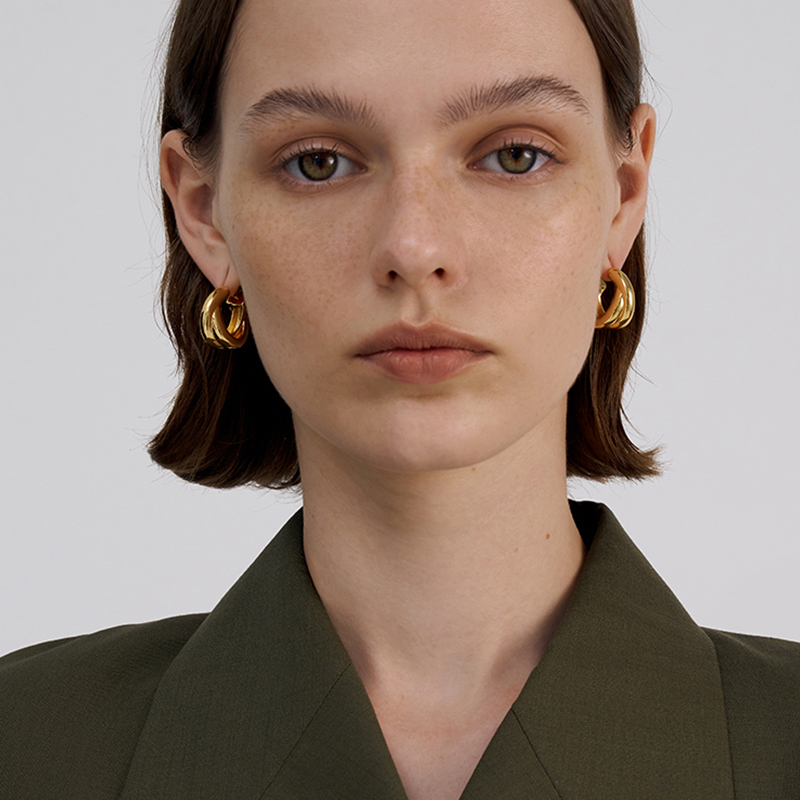 性感万能百搭金灿灿耳圈