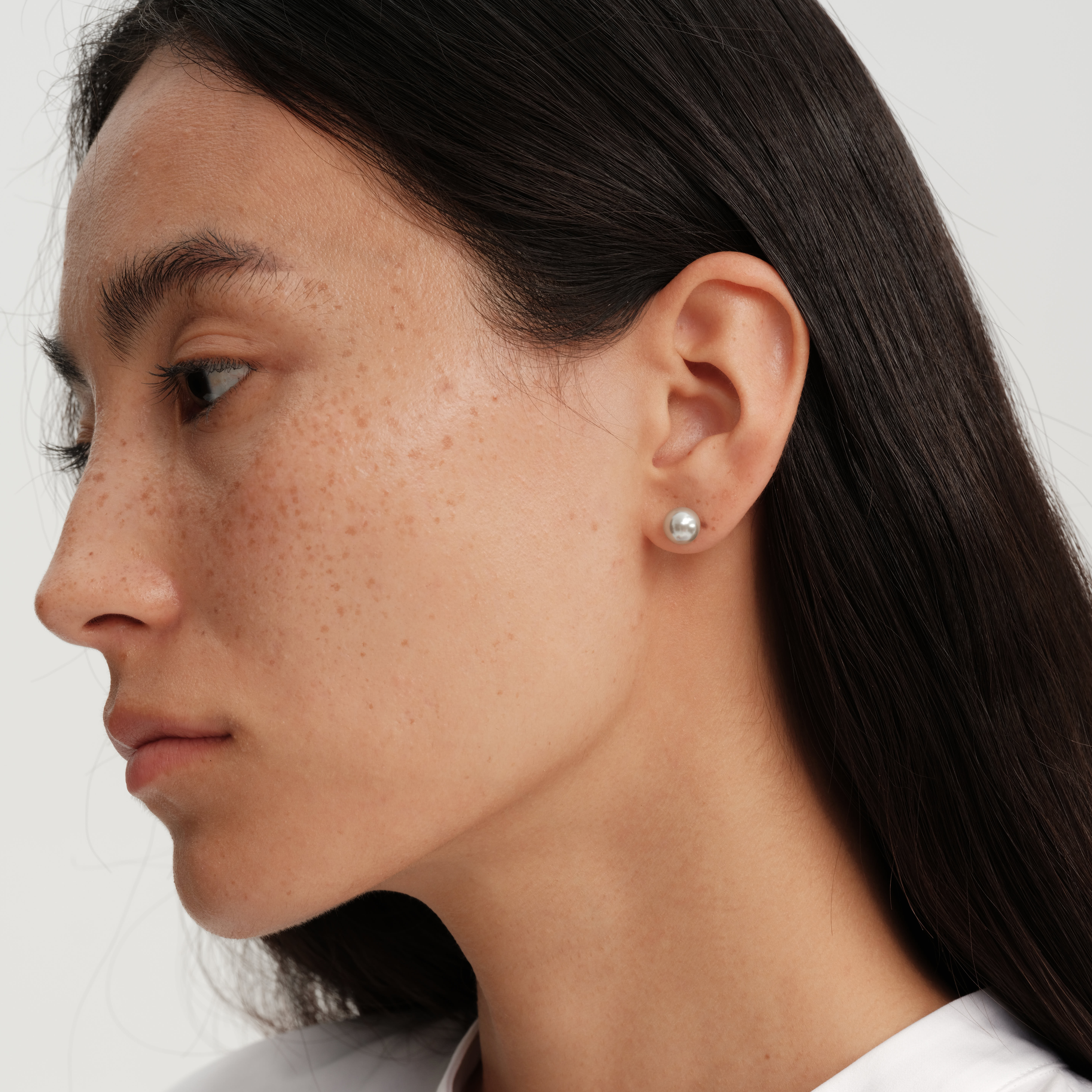 【CnHnOn脂肪商店】简约小众经典麻灰珍珠正圆百搭多尺寸耳钉耳环