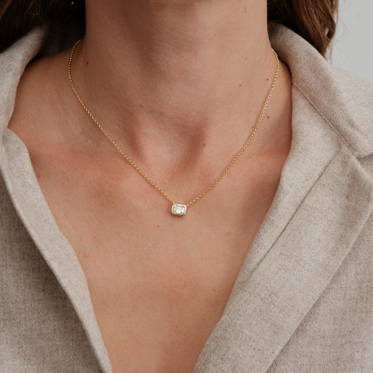 【CnHnOn脂肪商店】s925纯银莫桑钻祖母绿切割晶莹剔透方钻项链