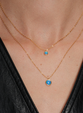 【CnHnOn脂肪商店】s925纯银欧珀石梦幻星空蓝绿彩色半宝石项链