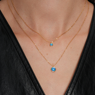 【CnHnOn脂肪商店】s925纯银欧珀石梦幻星空蓝绿彩色半宝石项链