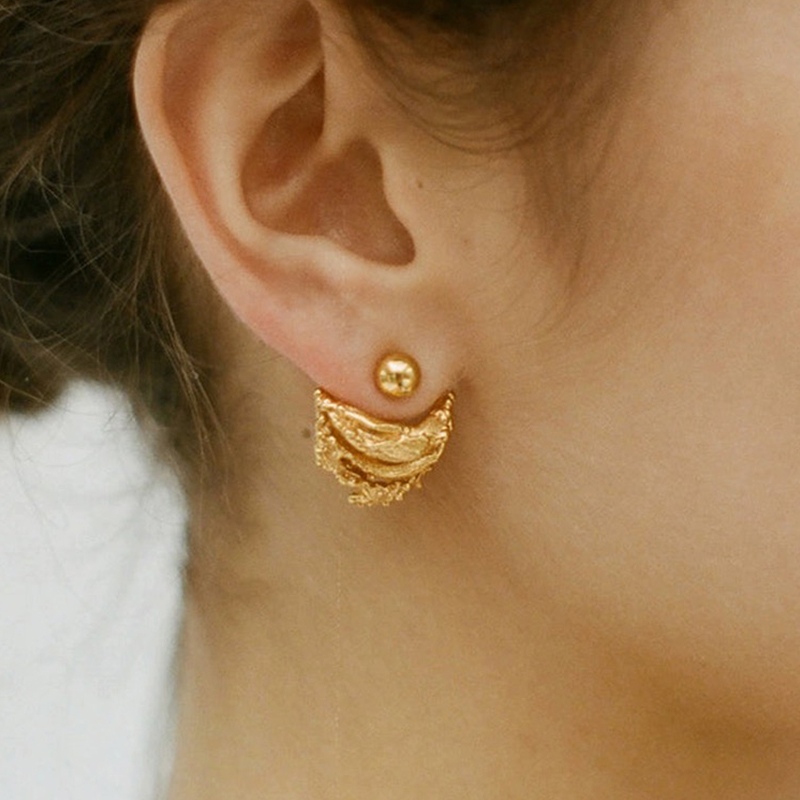 【CnHnOn脂肪商店】复古鎏金质感法式异域月牙18k镀金时髦耳环
